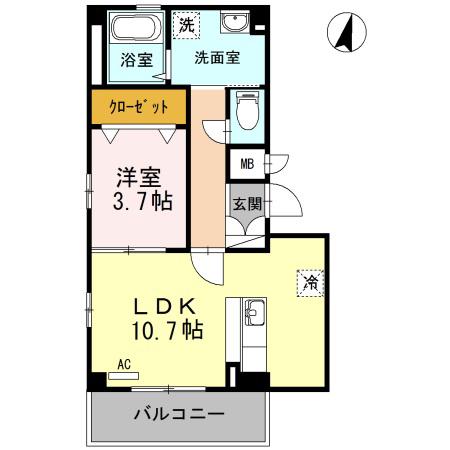 マイローズ松浜(1LDK/2階)の間取り写真