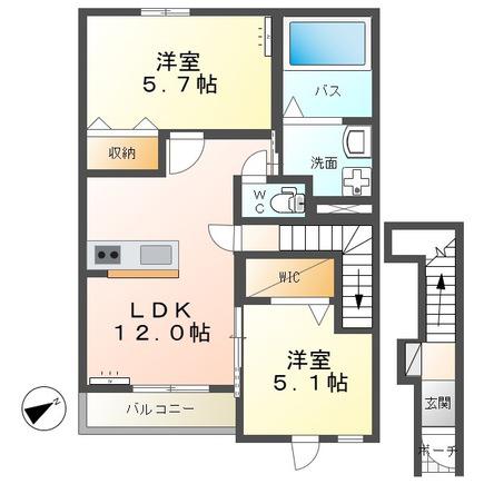 びゅうマルシェ2(2LDK/2階)の間取り写真