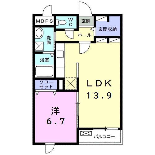 アンジュール登戸(1LDK/2階)の間取り写真