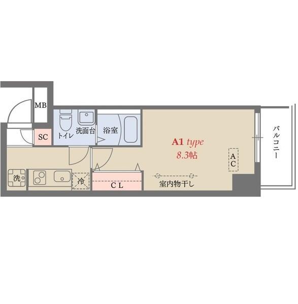 DELCCS梅屋敷(1K/1階)の間取り写真