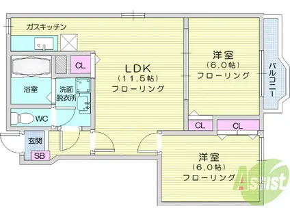 LOGEMENTSⅢ(2LDK/1階)の間取り写真