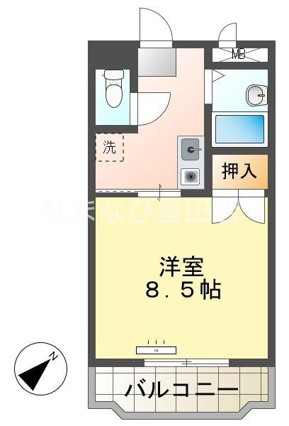三好ヶ丘ハイツ(1K/1階)の間取り写真