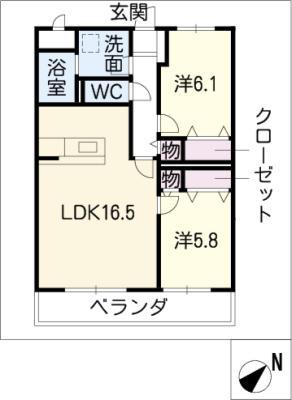 VERGER(2LDK/3階)の間取り写真