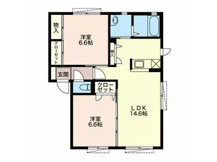 ベル・シャンテ II(2LDK/1階)の間取り写真