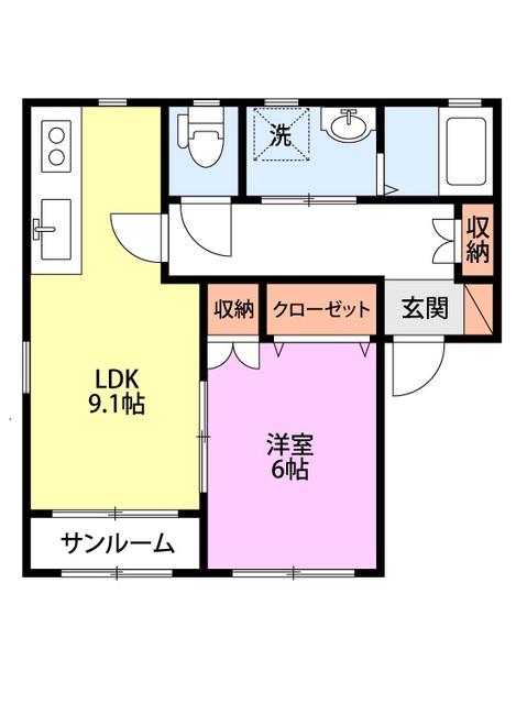 グランビル小針(1LDK/2階)の間取り写真