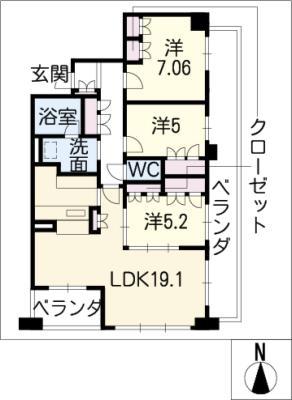 LA MARSA 八事山 I(3LDK/4階)の間取り写真