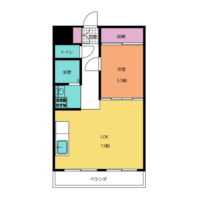 説田ビル(1LDK/2階)の間取り写真