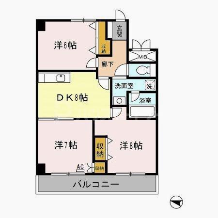 エスポワール篠崎(3DK/3階)の間取り写真
