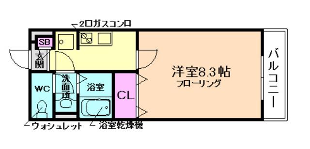 カレン石橋(1K/1階)の間取り写真