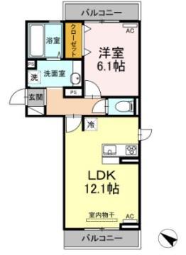 ラ・カーサ・フェリーチェ(1LDK/2階)の間取り写真