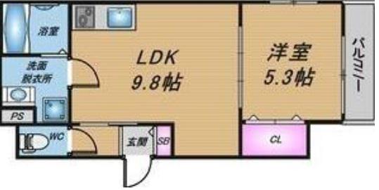 セレニティ若江東町(1LDK/1階)の間取り写真