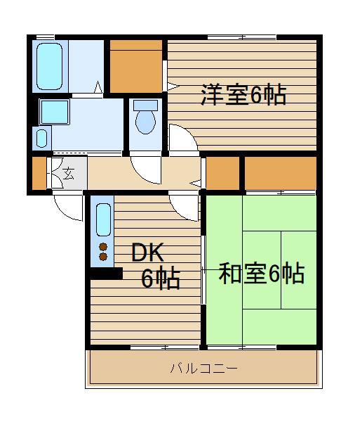 カサベルデ八方(2DK/2階)の間取り写真