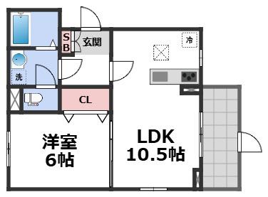 ロイヤルメゾン北巽II(1LDK/1階)の間取り写真