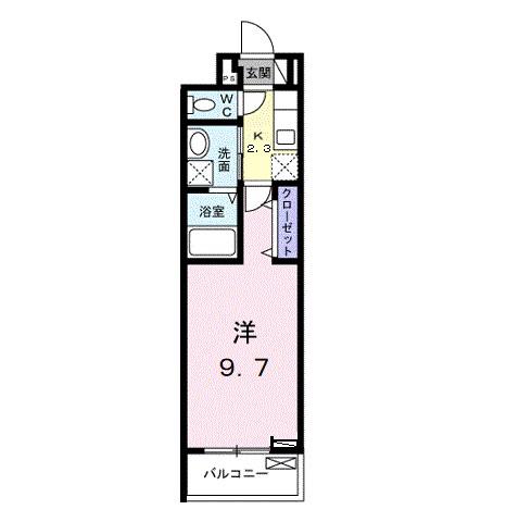 ソレアード・カミノ(1K/2階)の間取り写真