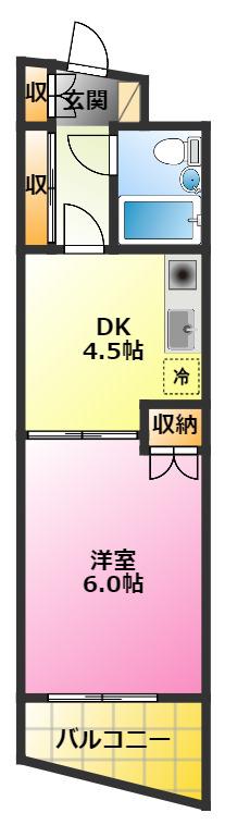 セザール元住吉(1DK/3階)の間取り写真