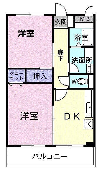 ステージアいずみ(2DK/2階)の間取り写真