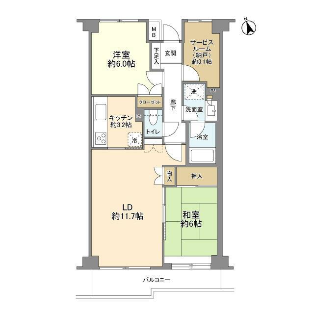 シティウインズ元住吉(2SLDK/3階)の間取り写真