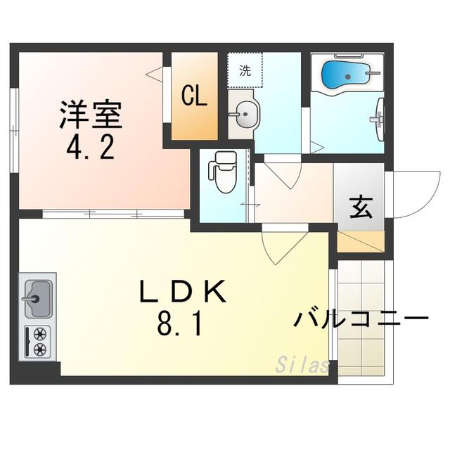 ALEGRIA喜連東(1LDK/2階)の間取り写真