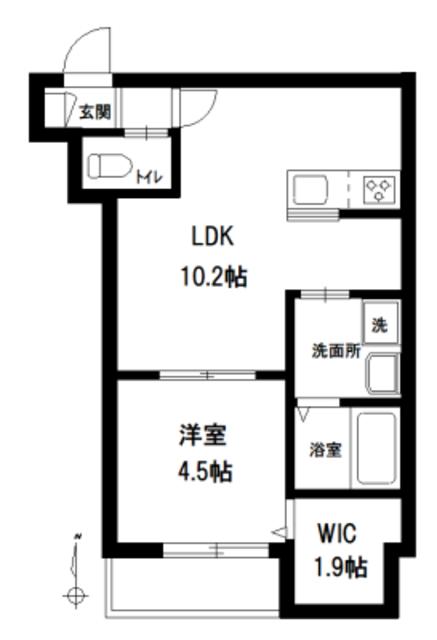 HIGHGATE 滝野川(1LDK/2階)の間取り写真