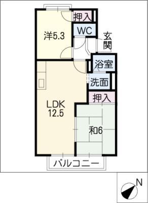 コーポ諄(2LDK/1階)の間取り写真