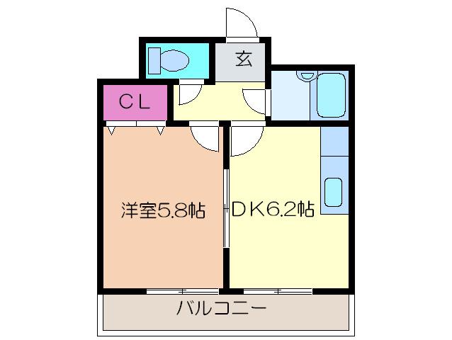 地下鉄谷町線 出戸駅 徒歩2分 6階建 築33年(1DK/2階)の間取り写真