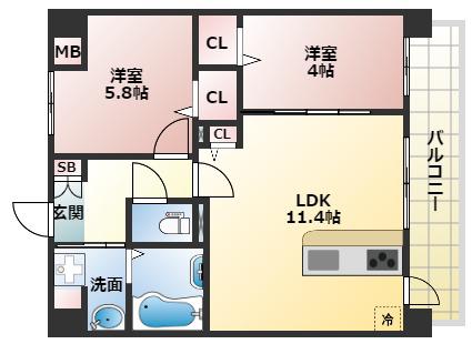 エミネンス堂ヶ芝(2LDK/2階)の間取り写真