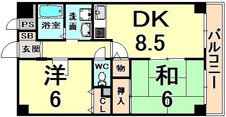 セレナール林(2DK/1階)の間取り写真