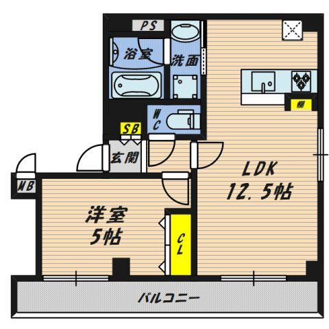 ゼクス鴫野東(1LDK/8階)の間取り写真