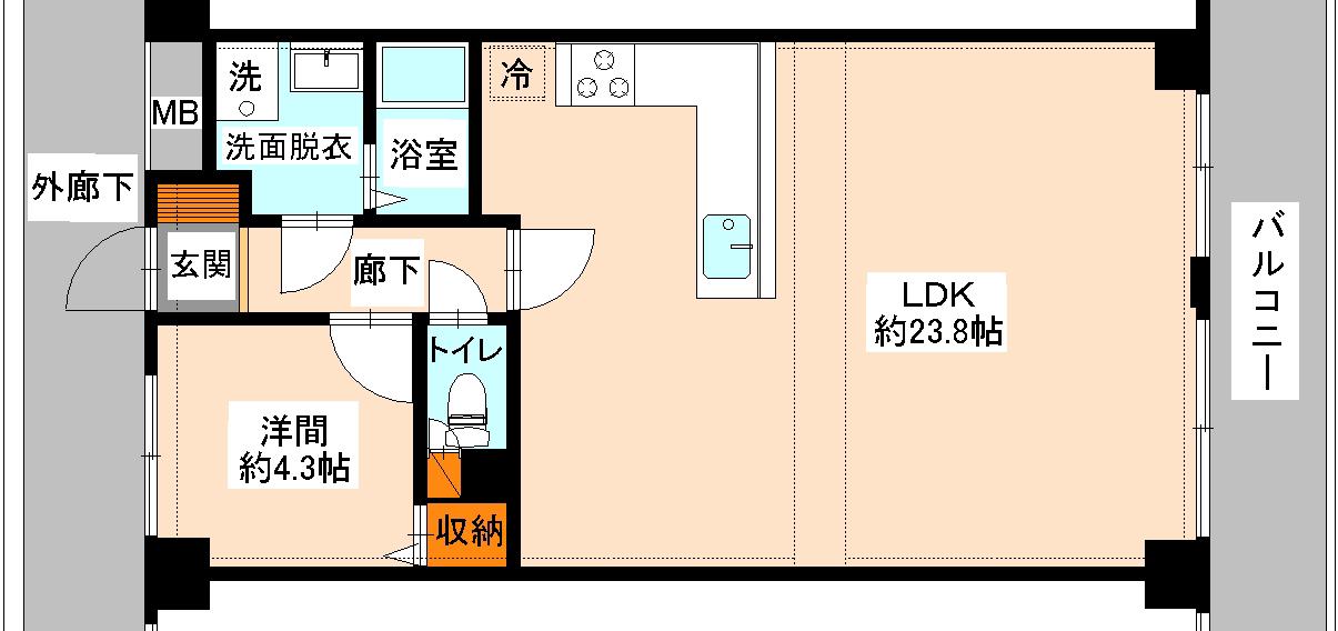 フジレジデンス(1LDK/3階)の間取り写真