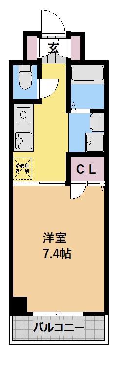 マルキース川名(1K/4階)の間取り写真