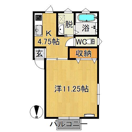 サンアベニュー港町(1K/2階)の間取り写真