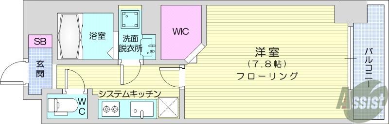 名取飯野坂壱番館(1K/5階)の間取り写真