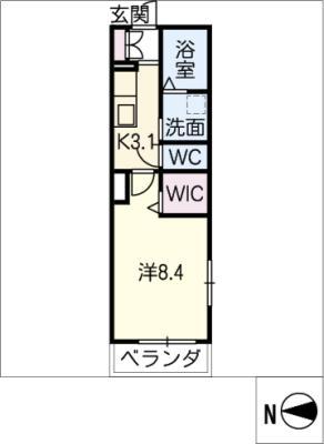 ノイエ1(1K/3階)の間取り写真