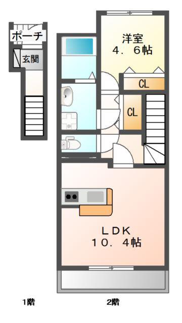 ソレイユ(1LDK/2階)の間取り写真