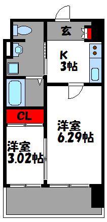 アメニティ香椎宮前(2K/7階)の間取り写真