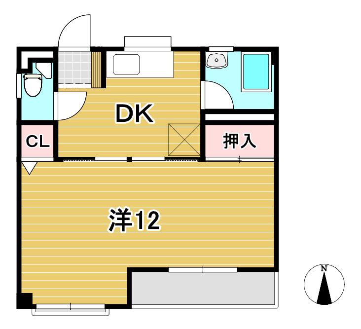 森山ハイツ(1DK/2階)の間取り写真