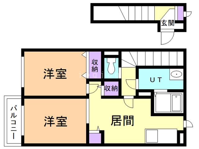 BETTER  富田(2DK/2階)の間取り写真