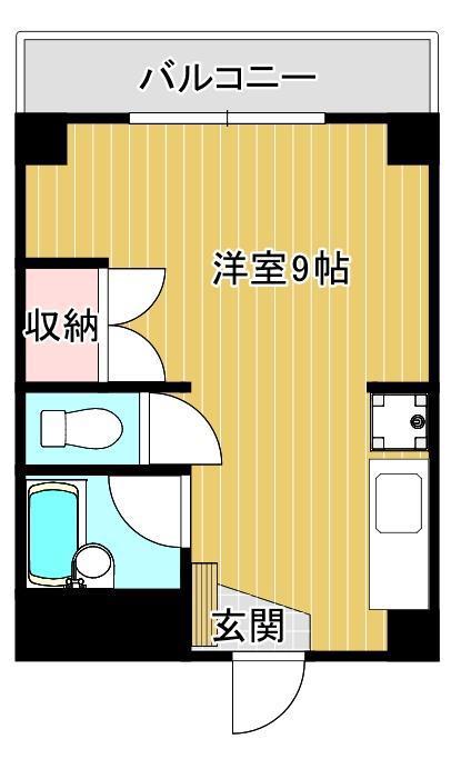 Kパサール(ワンルーム/2階)の間取り写真