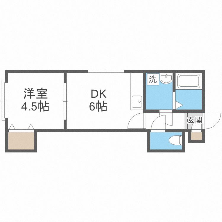アウルの杜環状東(1DK/3階)の間取り写真