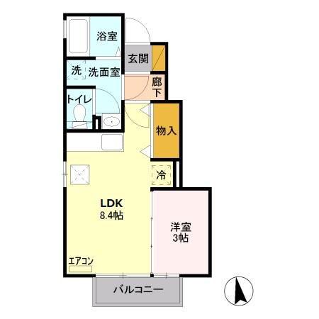 ヴィラ・ウッズ2番館(1LDK/1階)の間取り写真