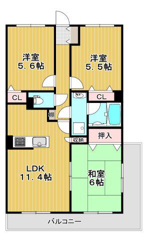 セントレアカマIII(3LDK/2階)の間取り写真