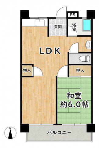 ハイツ米屋(1LDK/2階)の間取り写真