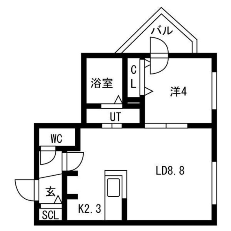 美園8条5丁目MS(1LDK/3階)の間取り写真