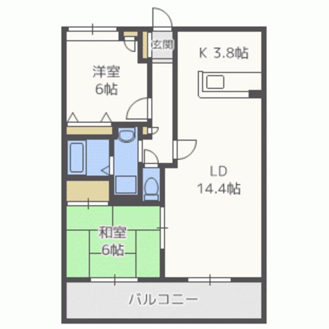 グランドゥール・オニクラ(2LDK/2階)の間取り写真