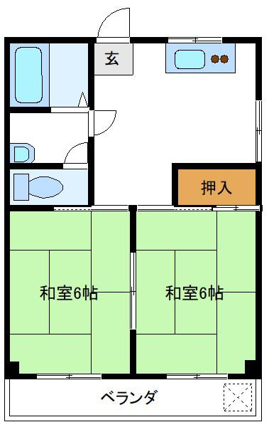 大沢ビル(2DK/4階)の間取り写真