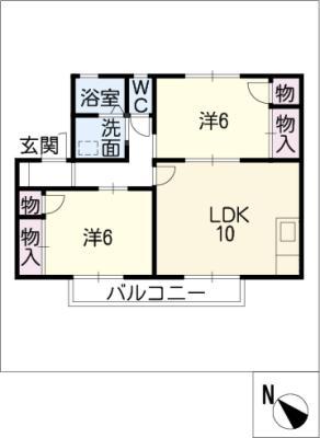 フラッツI(2LDK/2階)の間取り写真