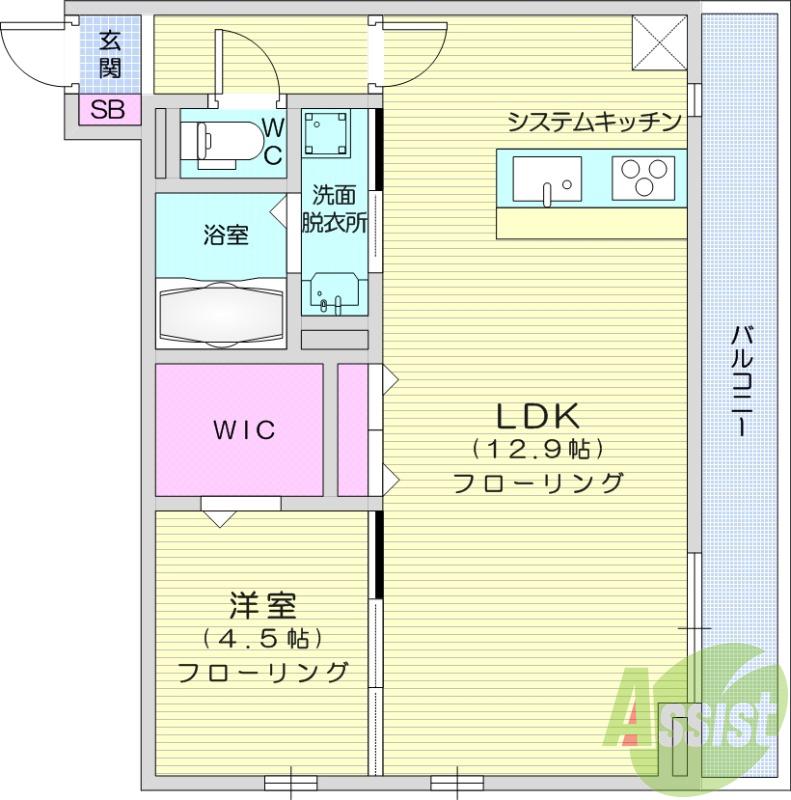 ABUNDANT 1(1LDK/2階)の間取り写真