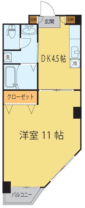 第1ジーオンビル(1DK/6階)の間取り写真