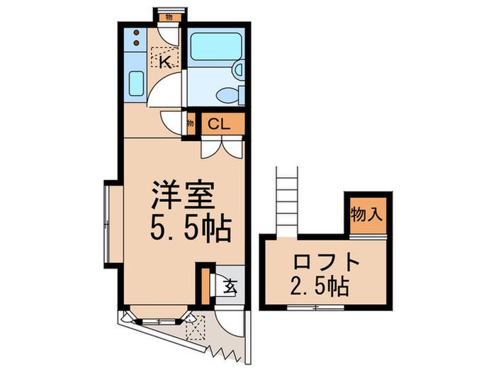 第1氷川台ハイム(1K/2階)の間取り写真