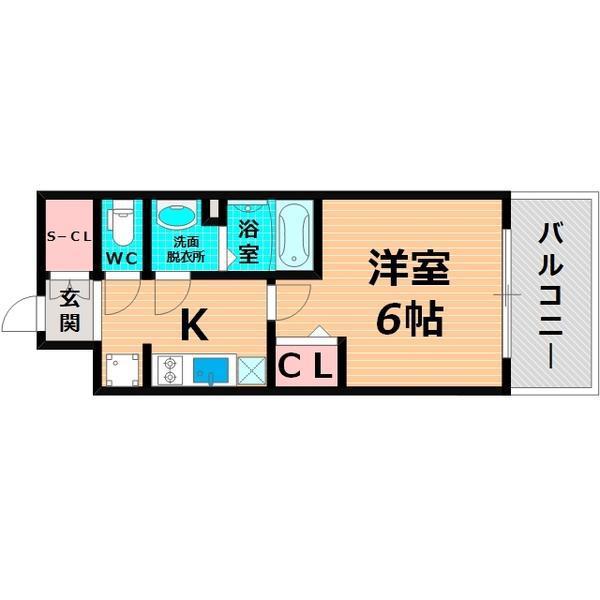 グランカリテ大阪城イースト(1K/6階)の間取り写真